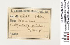 Etiketten zu Diamant (NHMW-MIN-Af655)